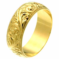 Item # 2516578E - 18 Kt Gold Hand Carved Wedding Ring