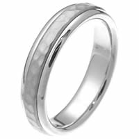 Item # 28751WE - 18 Kt White Gold Hammered Ring