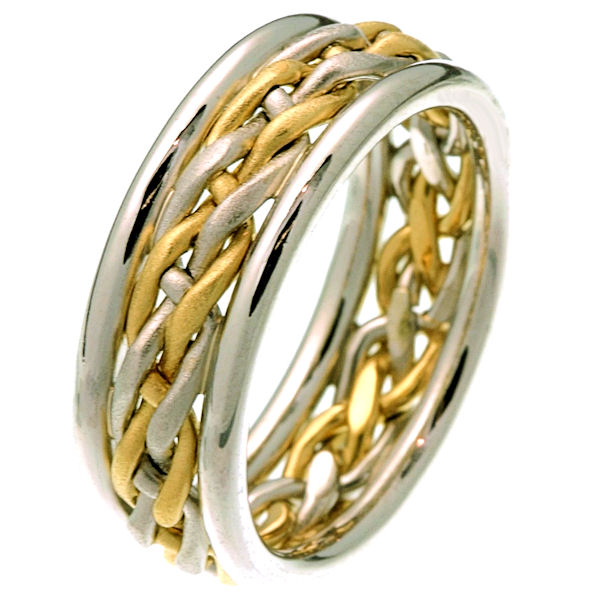 28781E 18 Kt Hand Carved Wedding Ring