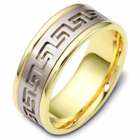 Greek Key Carved Wedding Ring