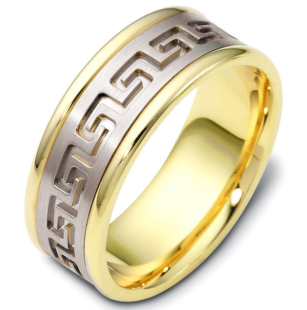 Greek Key Carved Wedding Ring