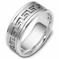 Item # 47528PP - Platinum Greek Key Carved Wedding Ring
