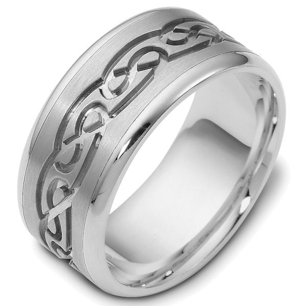 Palladium Celtic Carved Wedding Ring