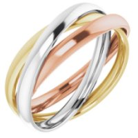 Item # 658500PE - Platinum-18K tri-color three rolling rings.