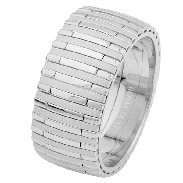 14 Kt White Gold Wedding Ring, Music Piano