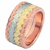 Item # 687142102E - 18 Kt Tri-Color Wedding Ring