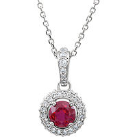 Item # 74279W - 14Kt White Gold Ruby Halo Necklace