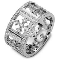 18K White Gold Diamond Cross Wedding Band (Over 1.11ct. tw.)