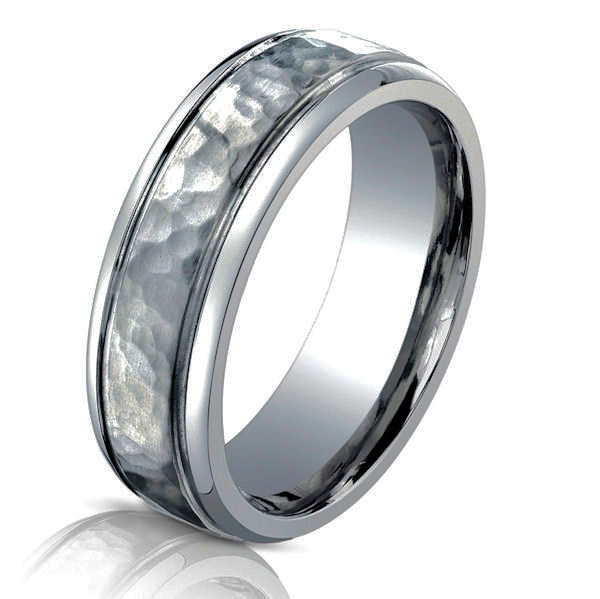Titanium Classic Hammered Wedding Ring