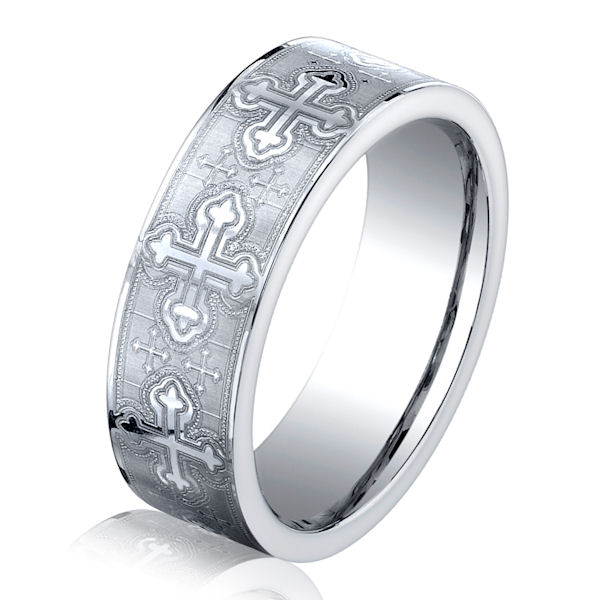 Cobalt Chrome Cross Wedding Ring
