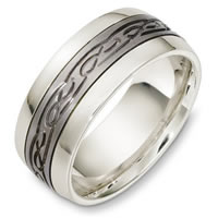 Titanium and 18 Kt White Gold Wedding Band