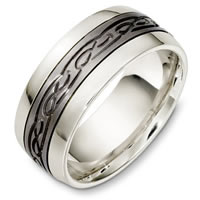 Titanium and 14 Kt White Gold Wedding Band