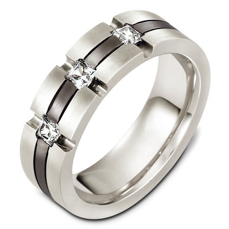 Titanium Diamond Wedding Band