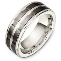 Titanium and 18 Kt White Gold Wedding Band