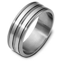 Titanium and 14 Kt White Gold Wedding Band