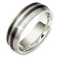 Titanium and 14 Kt White Gold Wedding Band