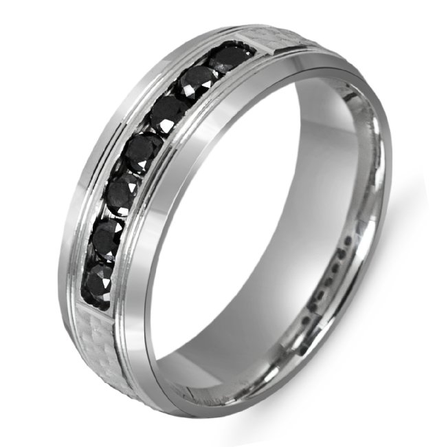 M301007PP Platinum Black Diamonds Wedding Bands