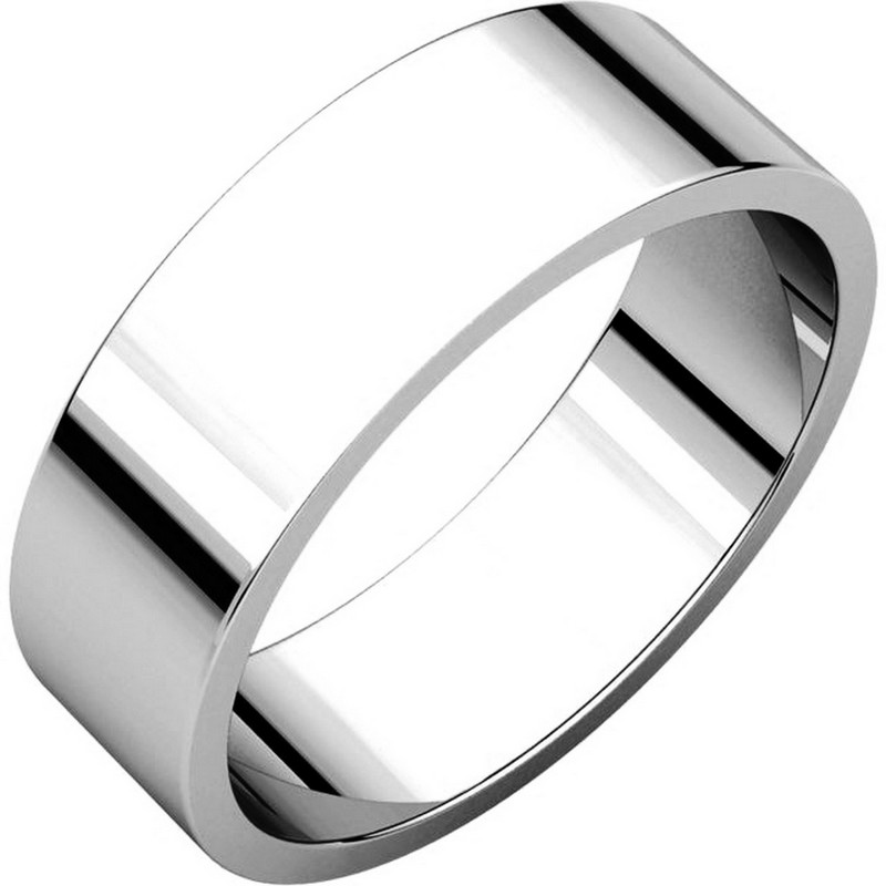 14K White Gold 6mm Wide Flat Plain Wedding Band 14K White Gold 6mm Wide Flat Plain Wedding Band