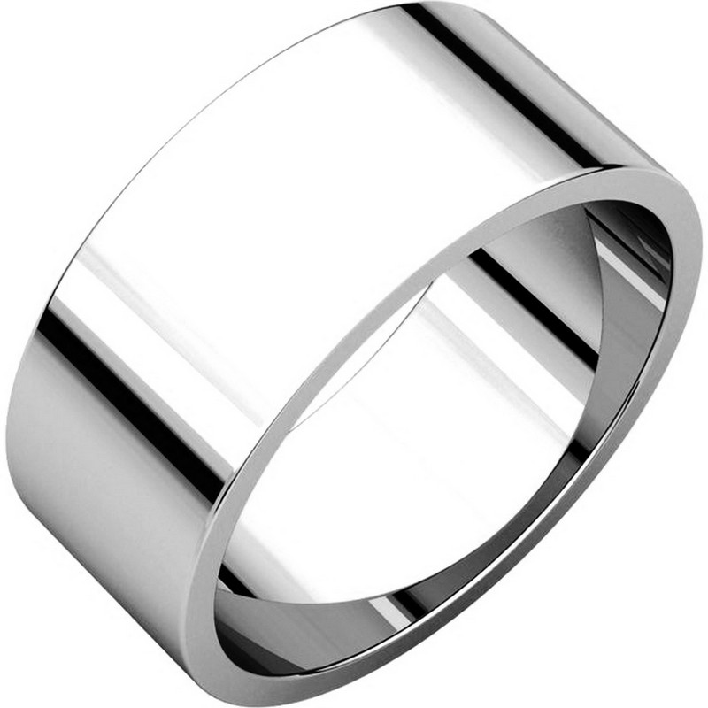 14K White Gold 8mm Wide Flat Women's and Men's Wedding Band 14K White Gold 8mm Wide Flat Women's and Men's Wedding Band