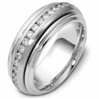 Diamond Studded  Palladium Wedding Band