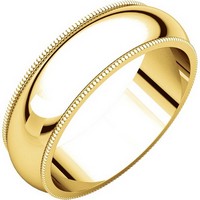 Comfort Fit, Milgrain Edge, 6.0mm Wide Wedding Band