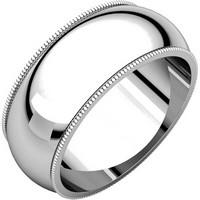 Comfort Fit, Milgrain Edge, 8.0mm Wide Wedding Ring