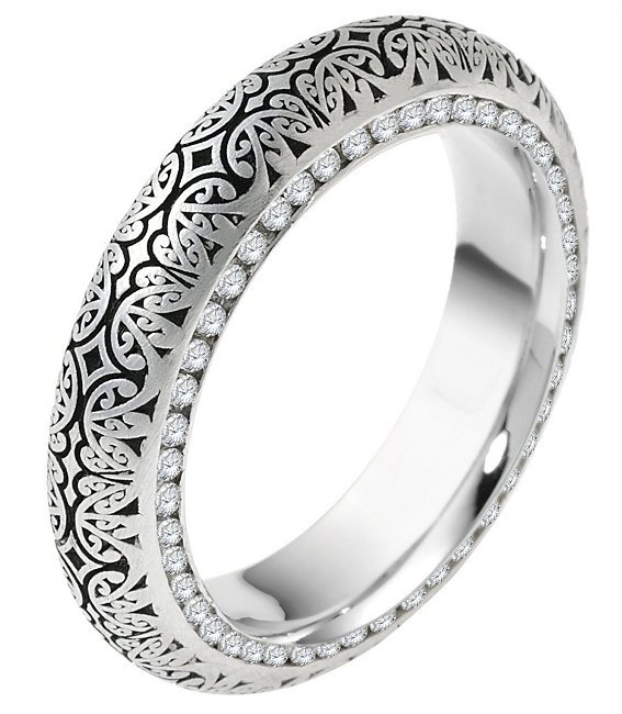 Lace design wedding rings