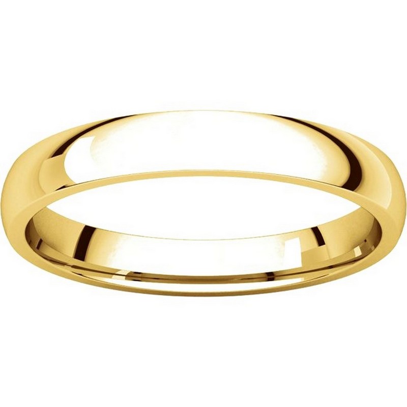 V123791 14K Gold Plain 3mm Comfort Fit Wedding Band
