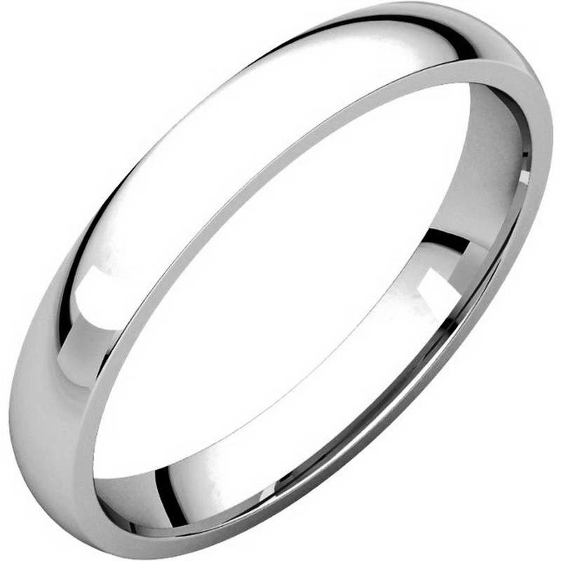 14K White Gold Plain 3mm Wide Comfort Fit Wedding Band