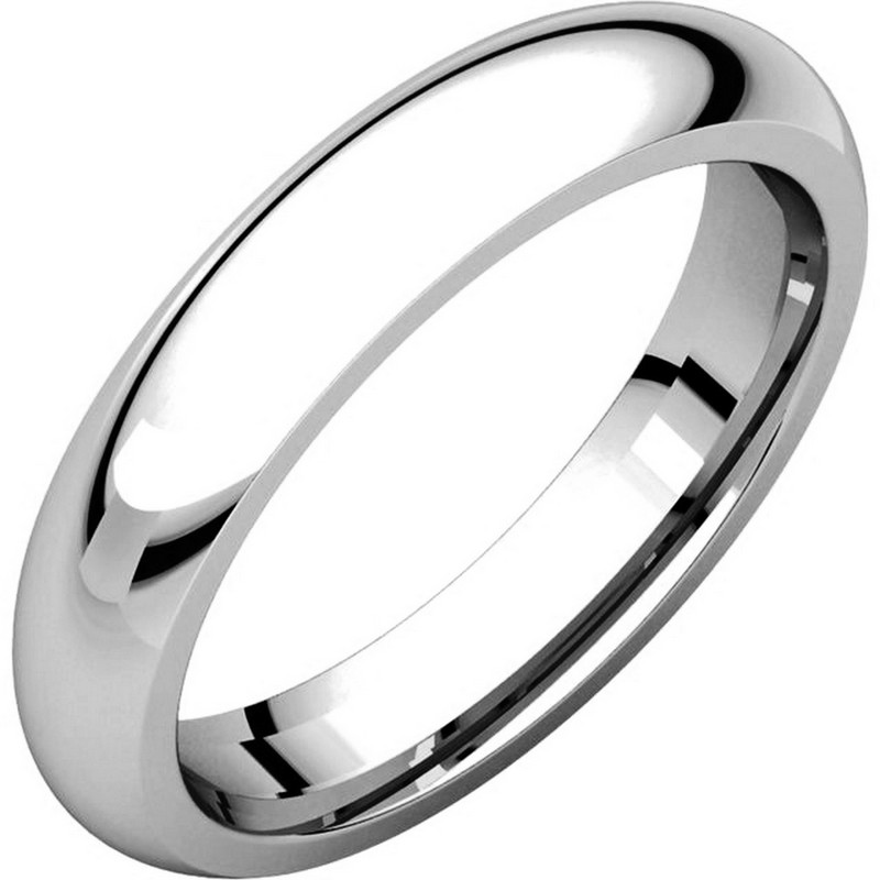 14K White Gold 4mm Wide Heavy Comfort Fit Plain Wedding Band