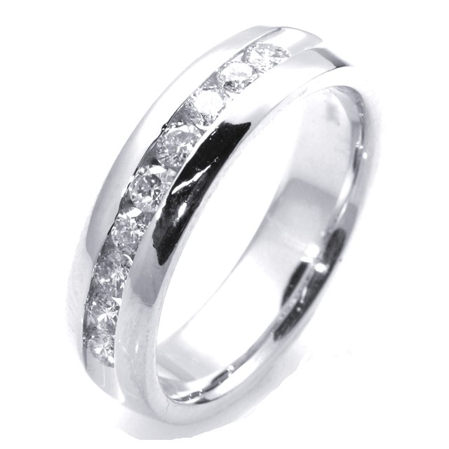 WB7832W Diamond Mens Wedding Band