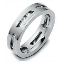 Item # A120611WE - 18K White Sliding Diamonds Wedding Band