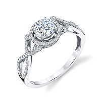 Item # E32529WE - Twisted Diamond Halo Engagement Ring