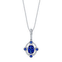 Item # E32695WE - 18Kt White Gold Sapphire & Diamond Necklace