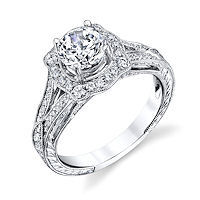 Item # E33044PP - Platinum Vintage Halo Engagement Ring