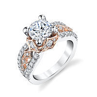 Item # E7043E - Rose & White Gold Diamond Engagement Ring