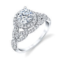 Item # E7056WE - 18K White Gold Diamond Halo Engagement Ring
