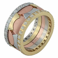 Item # F3084012D - 14K Diamond Wedding Band Tri Color