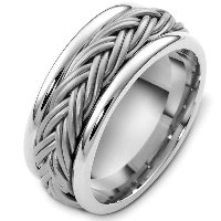 Silver Hand Made Wedding Band style=