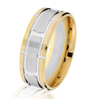 Item # G14647E - 18K Two-Tone Brick-Style Classic Wedding Ring