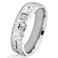 Item # G66764WE - 18K White Gold Hammered Diamond Wedding Ring