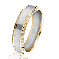 Item # G66876E - 18K Two-Tone Gold 6.0 MM Beveled Wedding Ring