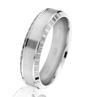 Item # G66876WE - 18K White Gold 6.0 MM Beveled Wedding Ring