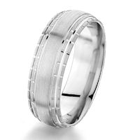 Item # G76857WE - 18Kt White Gold 7.0 MM Carved Wedding Ring