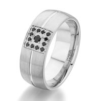 Item # G86826WE - 18K White Gold 0.16 Ct Black Diamond Wedding Ring