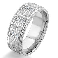 Item # G86950WE - 18Kt White Gold Diamond & Carved Wedding Ring