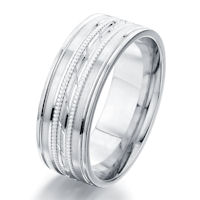 Item # G87152W - 14Kt White Gold 8.0 MM Engraved Wedding Ring