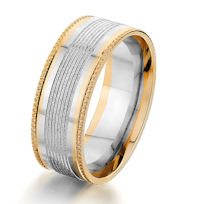 Item # G87175E - 18K Two-Tone Gold Designed 8.0 MM Wedding Ring