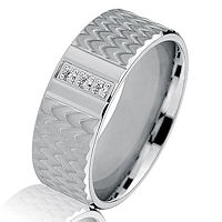Item # G94791W - 14Kt White Gold Diamond Carved Wedding Ring