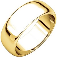 Item # H116837E - 18K Yellow Gold 7 mm Wide High Dome Plain Wedding Band